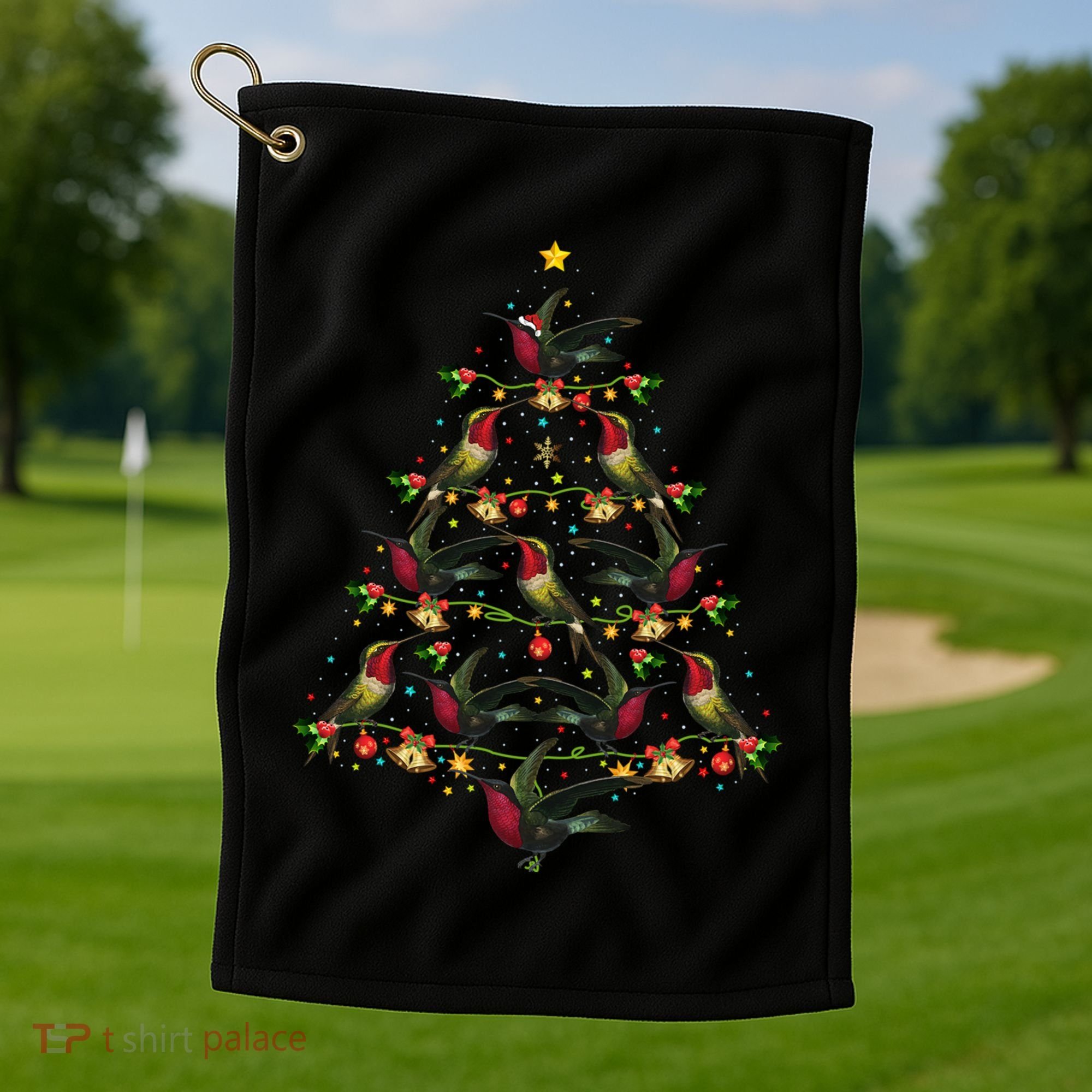 Hummingbird Lover Xmas Gift Hummingbird Christmas Tree Gift Golf Towel