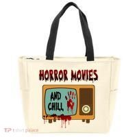 Horror Movies And Chill Scary Tote Bag thumb 0