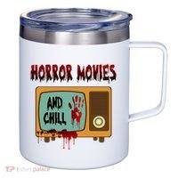 Horror Movies And Chill Scary 12oz Stainless Steel Coffee Mug thumb 0