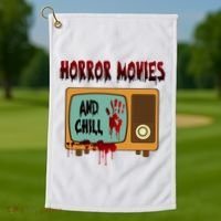 Horror Movies And Chill Scary Golf Towel thumb 1