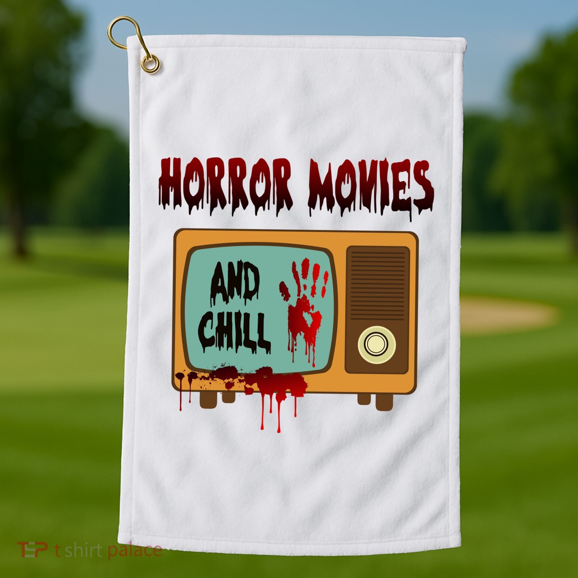 Horror Movies And Chill Scary Golf Towel