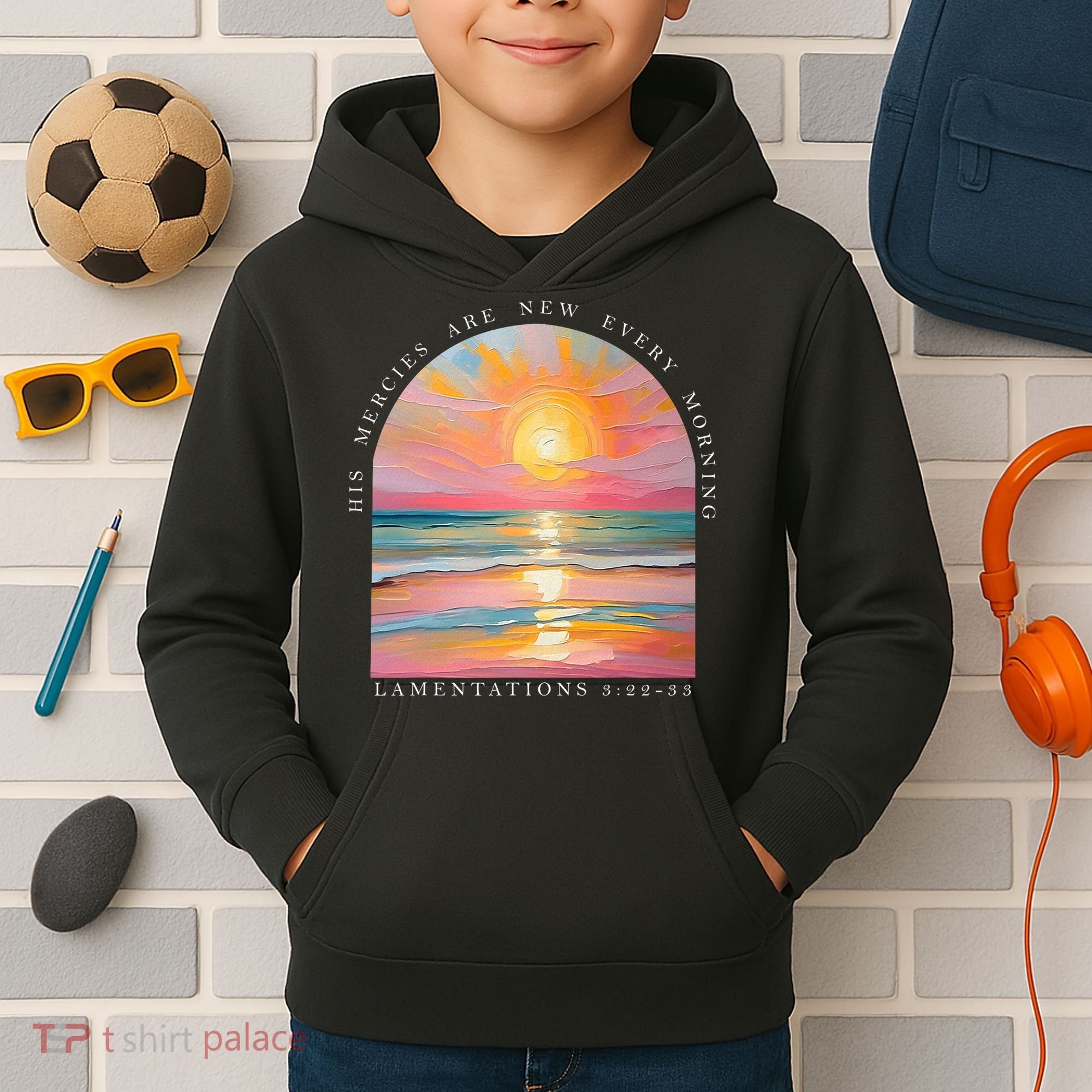 His Mercies Are New Every Morning Scripture Bible Verse  Kids Hoodie