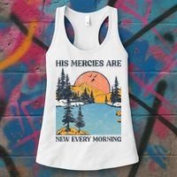 His Mercies Are New Every Morning Bible Verse Christian Women's Tank Top thumb 3