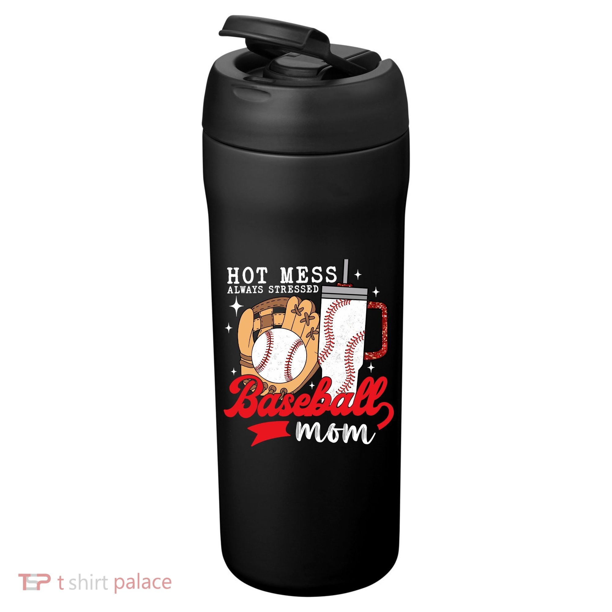 Hot Mess Always Stressed Baseball Mom 24oz Duet Stainless Steel Tumbler