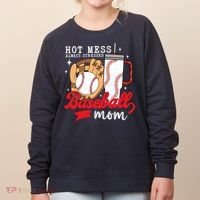Hot Mess Always Stressed Baseball Mom Women's Sweatshirt thumb 0