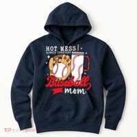Hot Mess Always Stressed Baseball Mom Hoodie thumb 0