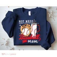 Hot Mess Always Stressed Baseball Mom Sweatshirt thumb 2