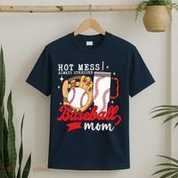 Hot Mess Always Stressed Baseball Mom T-Shirt thumb 2