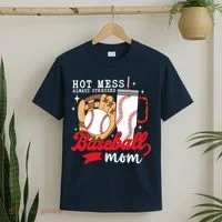 Hot Mess Always Stressed Baseball Mom T-Shirt thumb 2