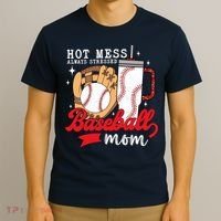 Hot Mess Always Stressed Baseball Mom T-Shirt thumb 3