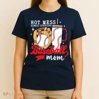 Hot Mess Always Stressed Baseball Mom T-Shirt thumb 4