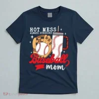Hot Mess Always Stressed Baseball Mom T-Shirt thumb 5