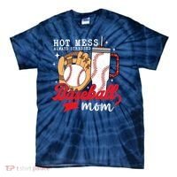 Hot Mess Always Stressed Baseball Mom Tie-Dye T-Shirt thumb 0