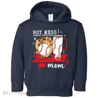 Hot Mess Always Stressed Baseball Mom Toddler Hoodie thumb 0