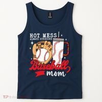 Hot Mess Always Stressed Baseball Mom Tank Top thumb 2