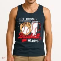Hot Mess Always Stressed Baseball Mom Tank Top thumb 3