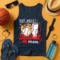 Hot Mess Always Stressed Baseball Mom Tank Top thumb 4