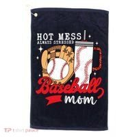 Hot Mess Always Stressed Baseball Mom Golf Towel thumb 0