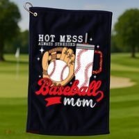 Hot Mess Always Stressed Baseball Mom Golf Towel thumb 1