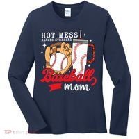 Hot Mess Always Stressed Baseball Mom Women's Long Sleeve Shirt thumb 0