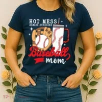 Hot Mess Always Stressed Baseball Mom Women's T-Shirt thumb 2