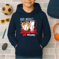 Hot Mess Always Stressed Baseball Mom Kids Hoodie thumb 2