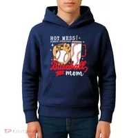 Hot Mess Always Stressed Baseball Mom Kids Hoodie thumb 4