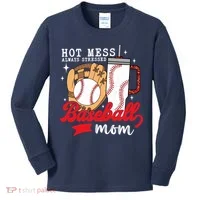 Hot Mess Always Stressed Baseball Mom Kids Long Sleeve Shirt thumb 0