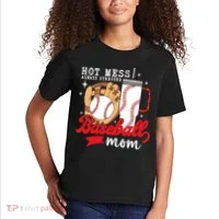 Hot Mess Always Stressed Baseball Mom Kids T-Shirt thumb 2