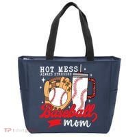 Hot Mess Always Stressed Baseball Mom Tote Bag thumb 0