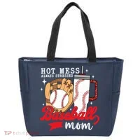 Hot Mess Always Stressed Baseball Mom Tote Bag thumb 0