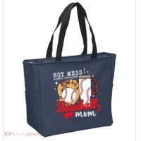 Hot Mess Always Stressed Baseball Mom Tote Bag thumb 2