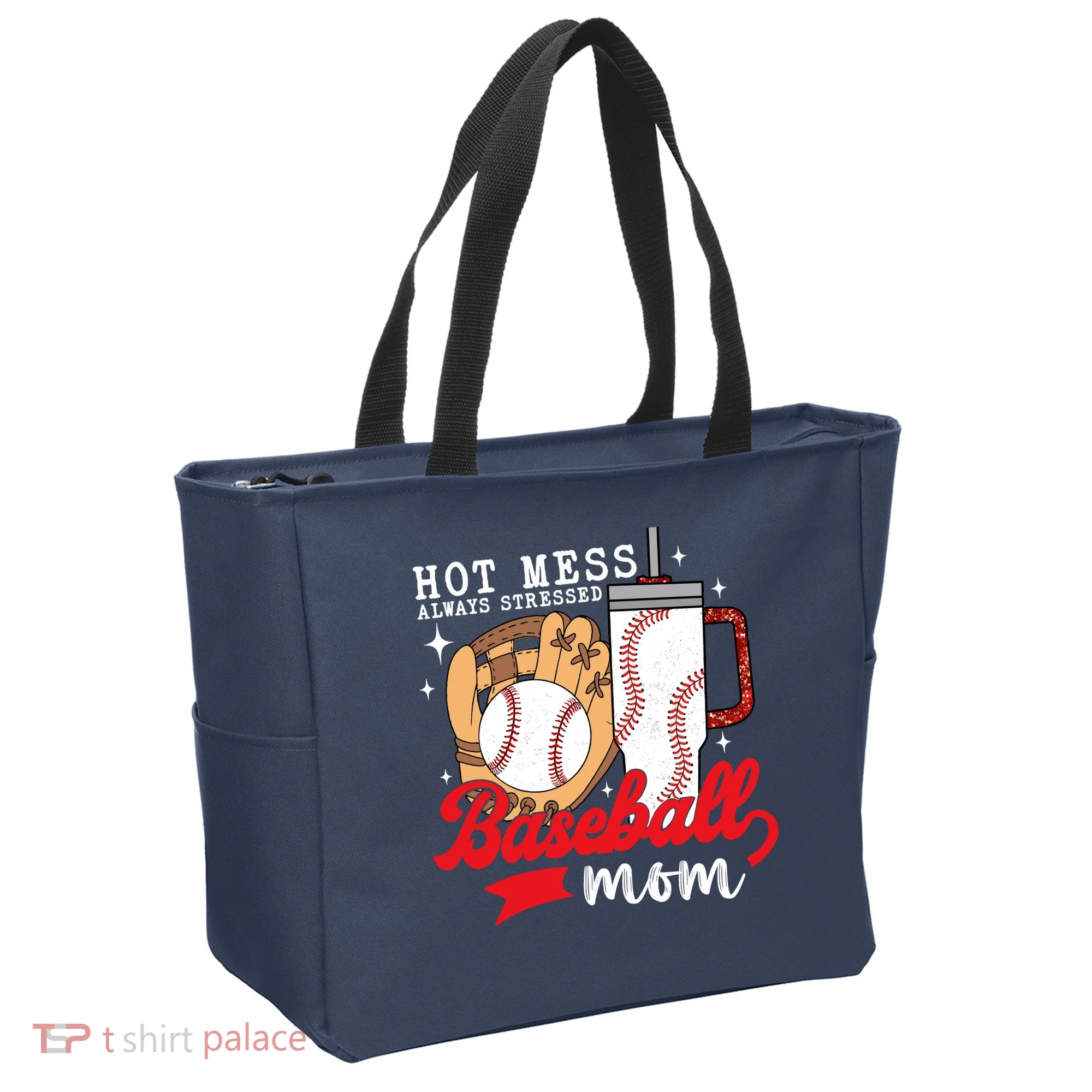 Hot Mess Always Stressed Baseball Mom Tote Bag