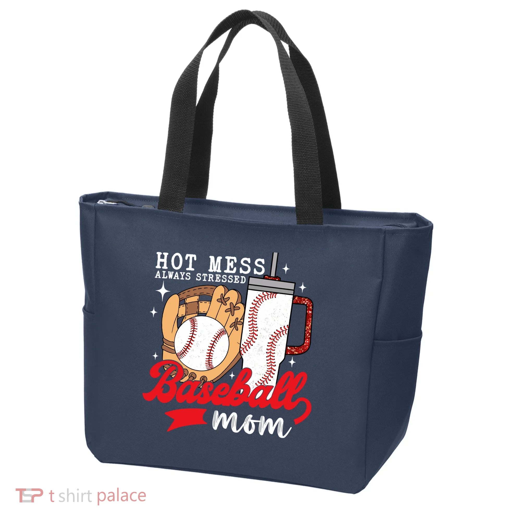 Hot Mess Always Stressed Baseball Mom Tote Bag