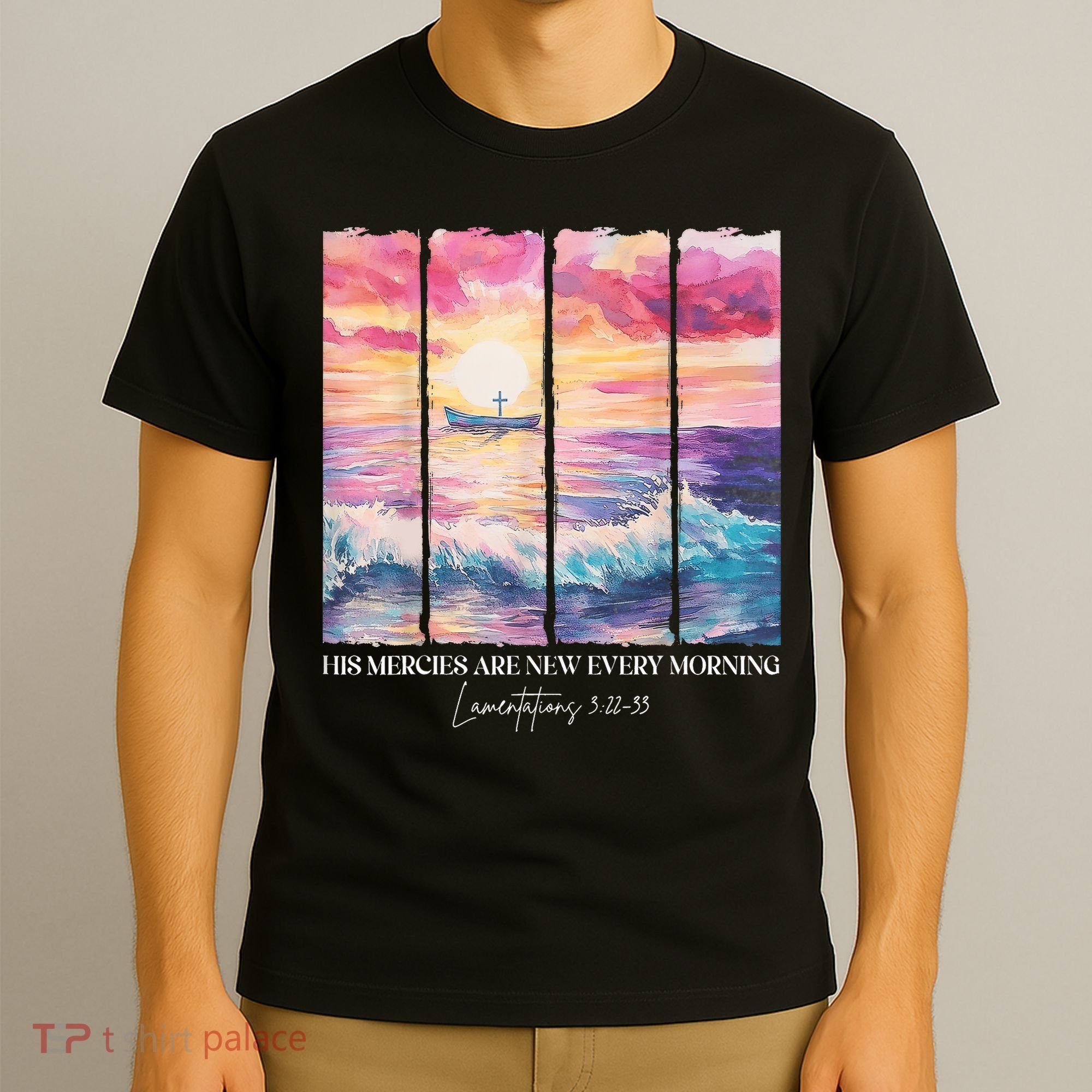 His Mercies Are New Every Morning, Watercolor Brushstrokes  T-Shirt