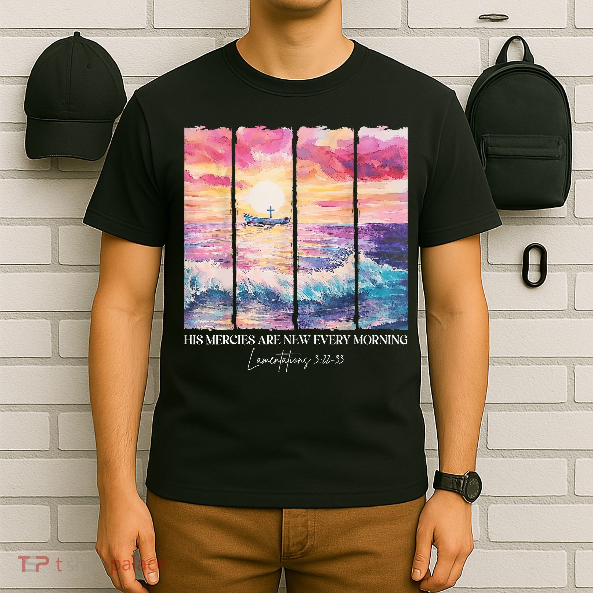His Mercies Are New Every Morning, Watercolor Brushstrokes  T-Shirt