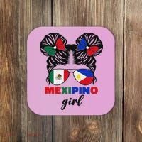 Half Mexican And Filipino Mexico Flag Mexipino Girl Pun Coaster thumb 0