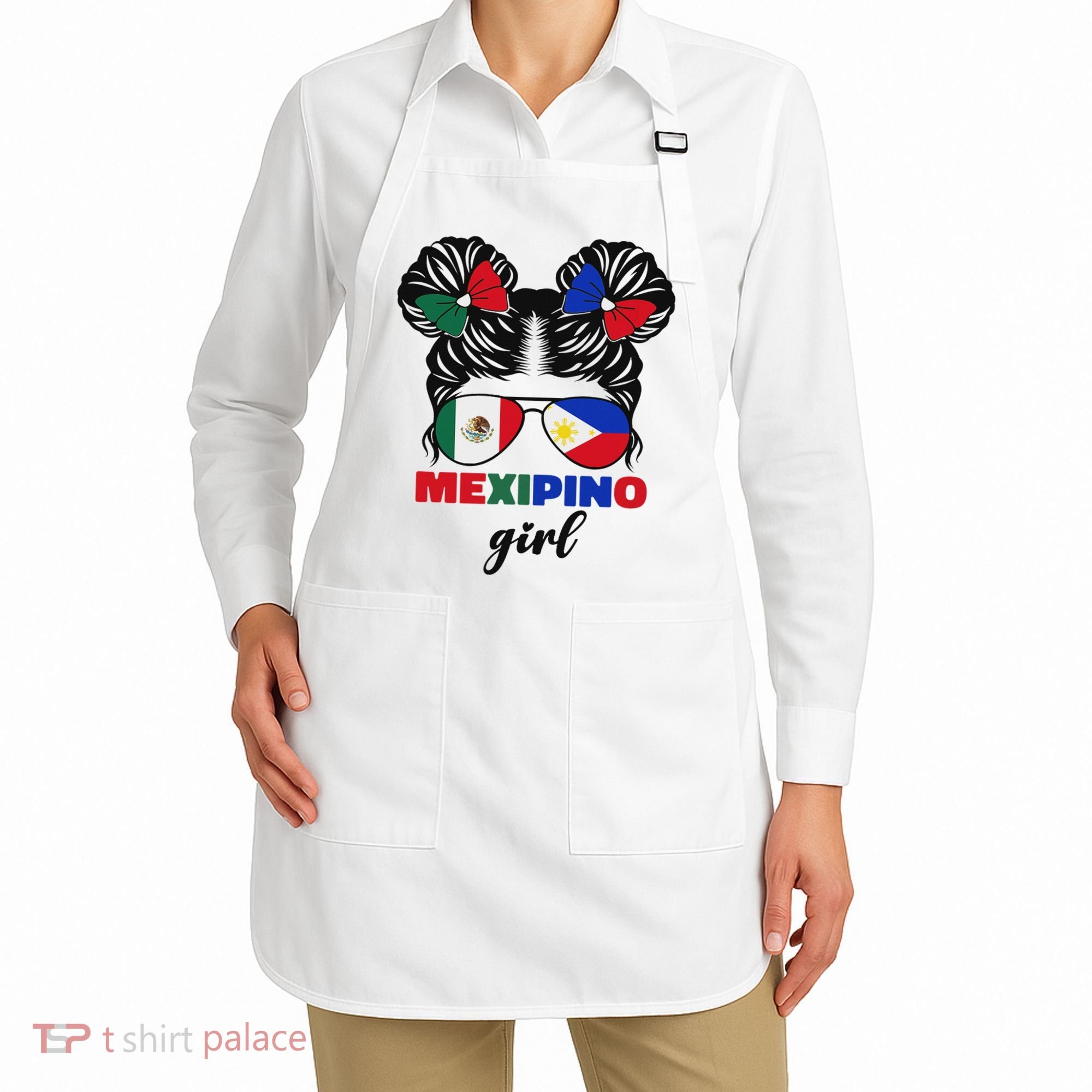 Half Mexican And Filipino Mexico Flag Mexipino Girl Pun Apron
