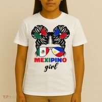 Half Mexican And Filipino Mexico Flag Mexipino Girl Pun T-Shirt thumb 4