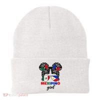 Half Mexican And Filipino Mexico Flag Mexipino Girl Pun Beanie thumb 0