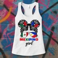 Half Mexican And Filipino Mexico Flag Mexipino Girl Pun Women's Tank Top thumb 3