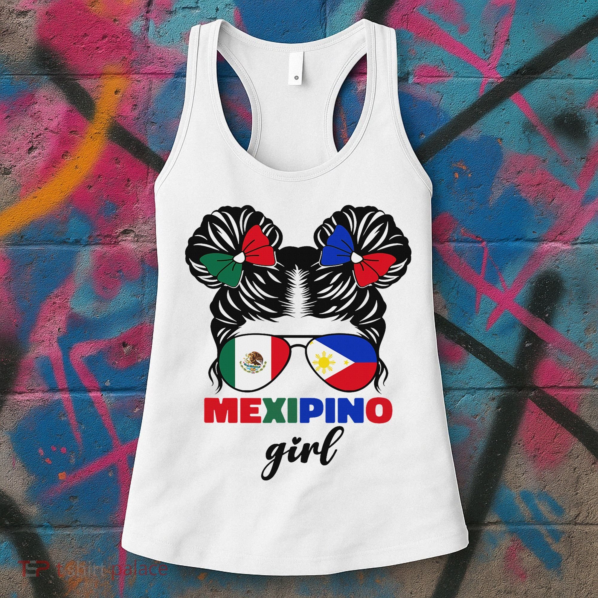 Half Mexican And Filipino Mexico Flag Mexipino Girl Pun Women's Tank Top