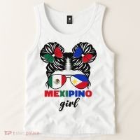 Half Mexican And Filipino Mexico Flag Mexipino Girl Pun Tank Top thumb 2