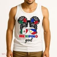 Half Mexican And Filipino Mexico Flag Mexipino Girl Pun Tank Top thumb 3