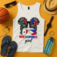 Half Mexican And Filipino Mexico Flag Mexipino Girl Pun Tank Top thumb 4