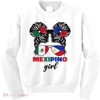 Half Mexican And Filipino Mexico Flag Mexipino Girl Pun Kids Sweatshirt thumb 0