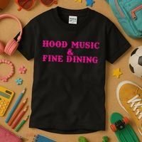Hood Music And Fine Dining Pink Apparel Kids T-Shirt thumb 3