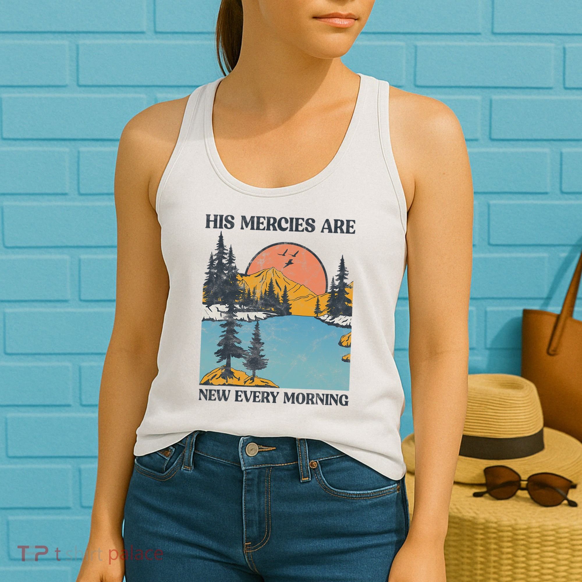 His Mercies Are New Every Morning Bible Verse Christian Women's Tank Top