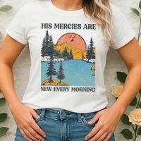 His Mercies Are New Every Morning Bible Verse Christian Women's T-Shirt thumb 2
