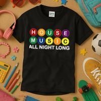 House Music All Night Long EDM DJ Kids T-Shirt thumb 3